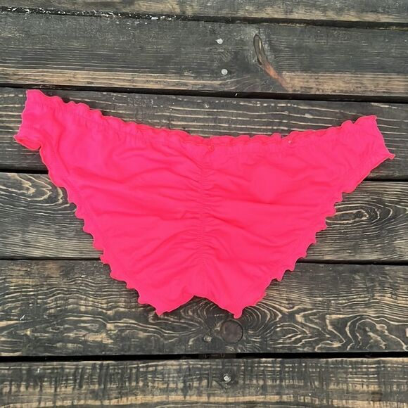 Victorias Secret scrunched back low rise ruffle edge trim pink bottom Sz-Med - Picture 6 of 9